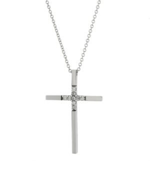 Λευκόχρυσος Γυναικείος Σταυρός με Αλυσίδα Κ9 (062264)