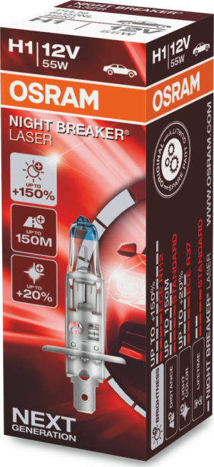 Osram H1 Night Breaker Laser +150% 12V 1τμχ Box