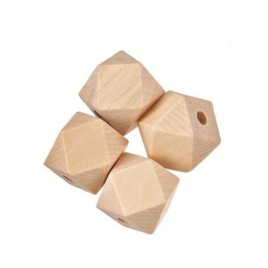 Πολυγωνική ξύλινη χάντρα 1εκ 100τμχ