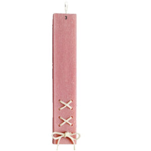 Αρωματική πασχαλινή λαμπάδα κερί πλακέ ροζ με κορδέλα 29εκ.