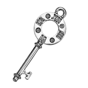 Κλειδί με στρας μεταλλικό, σε ασημένιο χρώμα 1Χ3,5εκ, 10τμχ.