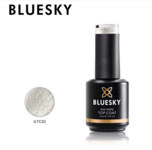 Bluesky Uv Gel Polish Top Coat No Wipe Με Glitter GTC02-Silver Hue 15 ml