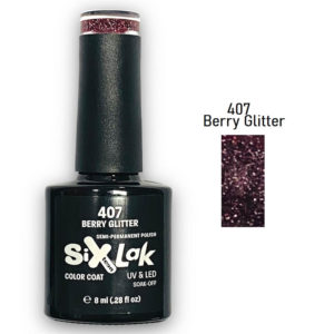 Ημιμόνιμο Βερνίκι SixLak Uv & Led Soak Off 407 Berry Glitter 8ml