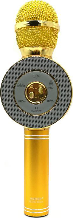 Ασύρματο Bluetooth Mικρόφωνο KARAOKE Hχείο Mp3 Player WSTER - Disco Light Microphone WS-668 Gold