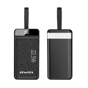 Awei P140K Power Bank 30000mAh 22.5W με 3 Θύρες USB-A Power Delivery Μαύρο