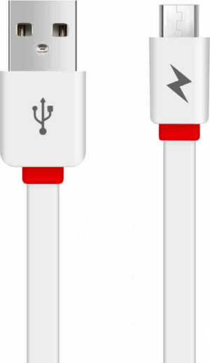 Awei Flat USB to micro USB Cable Μαύρο 1m (CL-950) Λευκό
