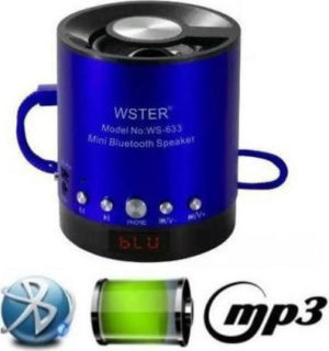 WSTER FM Mini Bluetooth Speaker WS-633BT 5V With TF Slot Mp3 & Οθόνη Blue