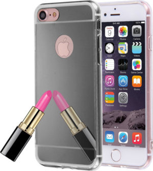 iPhone 7 Θήκη Σιλικόνης Καθρέφτηs Χρυσή Silicone Case Mirror Grey