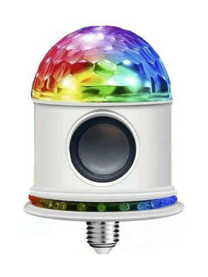 Ε27 Bluetooth Magic Ball Bluetooth Διακοσμητικό Φωτιστικό με Φωτισμό RGB Party Light με Ντουί για Λαμπτήρα E27 σε Λευκό Χρώμα