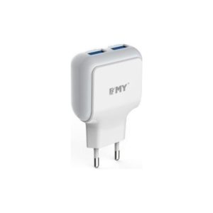 USB fast charger, EMY MY-220, 5V 2.4A, Universal , 2xUSB, without cable