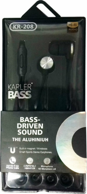 In-ear Handsfree με Βύσμα 3.5mm Karler Bass KR208 (Μαύρο)