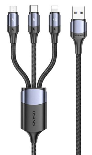 USAMS καλώδιο USB σε Micro/Type-C/Lightning US-SJ510, 6A, 1.2m, μαύρο SJ510USB01