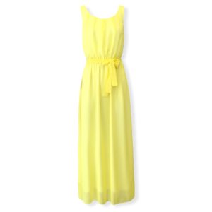 Μακρύ μονόχρωμο φόρεμα Rinascimento - Κίτρινο, S