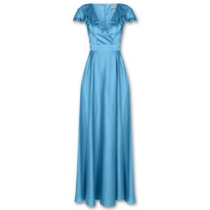 Γαλάζιο μακρύ σατέν φόρεμα Rinascimento - Γαλάζιο, L