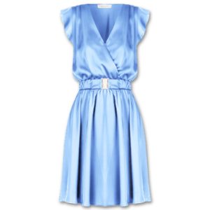 Κοντό σατέν φόρεμα Rinascimento - Γαλάζιο, XL