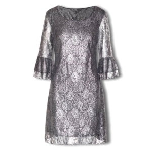 Ασημί φόρεμα δαντέλα Rinascimento - S, Ασημί