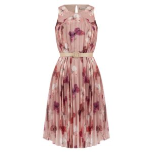 Ροζ πλισέ φόρεμα Butterfly Rinascimento - Baby Pink, XS
