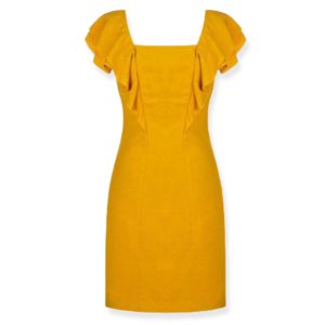 Κίτρινο μίνι φόρεμα με βολάν Rinascimento - Κίτρινο, M