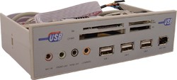 Panel Silver 21in1 Cardreader USB Hub + Firewire + Audio