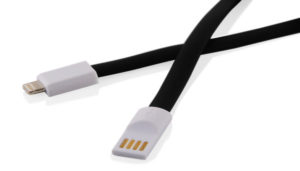 Data cable DeTech USB - Lightning, iPhone 5/5s, 6,6S / 6plus,6S plus, Flat, With magnet, 1m - 14288