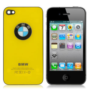 BMW Series Glass Replacement Back Cover for iPhone 4 (Κίτρινο)