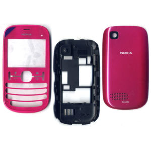 Προσοψη Για Nokia Asha 200 Ροζ OEM Full Με Πλαστικα Κουμπακια-Τζαμι