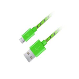 Καλώδιο Micro USB 2.0 1m Fabric braided πράσινο ( 16679 )