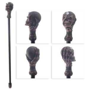 Decorative Walking Stick with Fantasy Gunmetal Skull Top