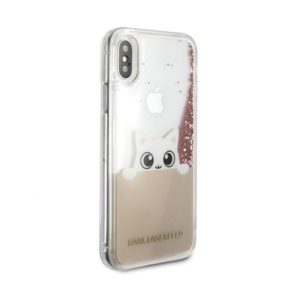 KARL LAGERFELD IPHONE X GLITTER LIGUID pink gold backcover