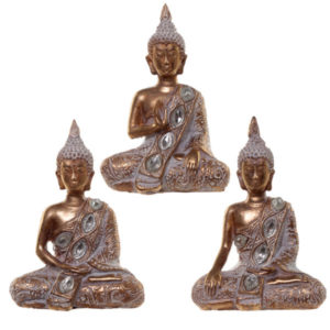 Thai Buddha Figurine - Gold and White Meditation