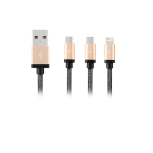 Data cable, Earldom, 3in1, Type-C + Micro USB + Lightning (iPhone 5/6/7/SE), 1.0m, Different colors - 14907