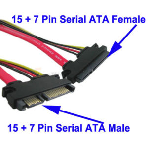 15 + 7 Pin Serial ATA Male to Female Data