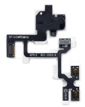 Καλωδιο Πλακε Για Apple iPhone 4 Με Υποδοχη Ακουστικων Ασπρη 3,5mm ,Κουμπι Εντασης,Σιγης OR