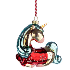 Glass Christmas Bauble - Metallic Enchanted Unicorn