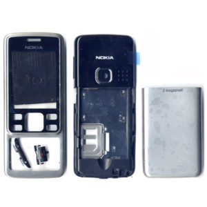 Προσοψη Για Nokia 6300 Ασημι Full Με Πλαστικα Κουμπακια,Μαυρο Τζαμι Και Καλυμα Κεραιας,Πληκτρολογιο Ασημι OEM