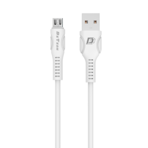 Data cable DeTech DE-C27M, Micro USB, 1.0m, White - 40109
