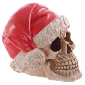 Funky Skull Decorative Wearing Santa Hat