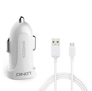 Car socket charger, LDNIO DL-C17, 5V/1A, Universal , 1xUSB, With Micro USB cable, White - 14377