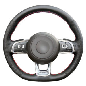 Ραφτό κάλυμμα τιμονιού VW Polo V (GTI) / Golf R / Golf VII / Scirocco με κόκκινη κλωστή