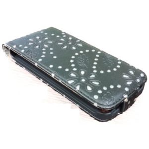 Θήκη κινητού για Samsung S4 Mini πορτοφόλι με στρασάκια black