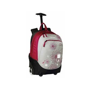 Τσάντα πλάτης Bodypack 205.21401 κόκκινη/μπεζ flower με φωτιζόμενα ροδάκια