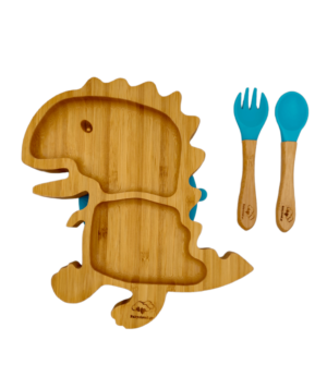 Baby Cloud Σετ Φαγητού “Δεινόσαυρος” από Bamboo – Μπλε Αγόρι (20 x 26 x 4 cm)