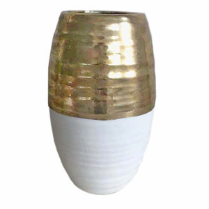 Διακοσμητικό Βάζο Κεραμικό Χρυσό-Λευκό Art et Lumiere 10580 23cm X 33.5cm