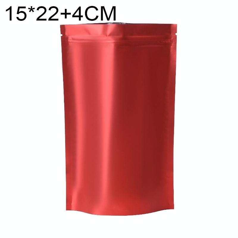100 PCS/Set Matte Aluminum Foil Snack Stand-up Pouch, Size:15x22+4cm(Red) (OEM)