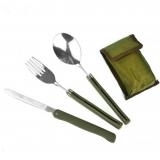 Portable Mini Tableware Set outdoor Tool Folding Cutlery Set with Spoon Fork Knives for Camping Picnic Stainless Steel(Green) (OEM)