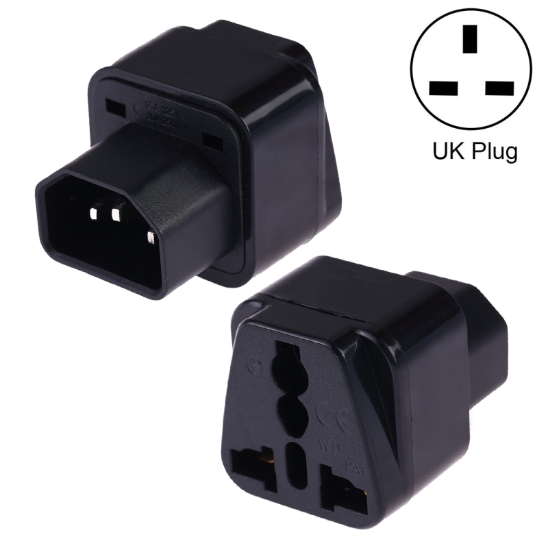 Portable Universal Socket to C14 Male Plug UPS PDU APC Computer Server Power Adapter Travel Charger (Black) (OEM)