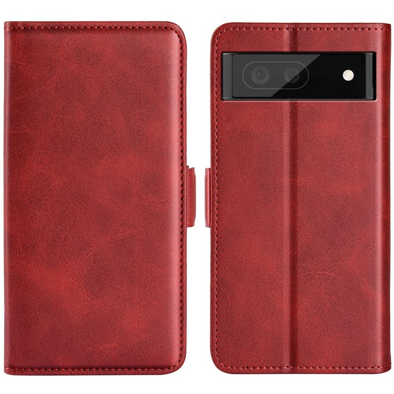 For Google Pixel 6a Dual-side Magnetic Buckle Leather Phone Case(Red) (OEM)