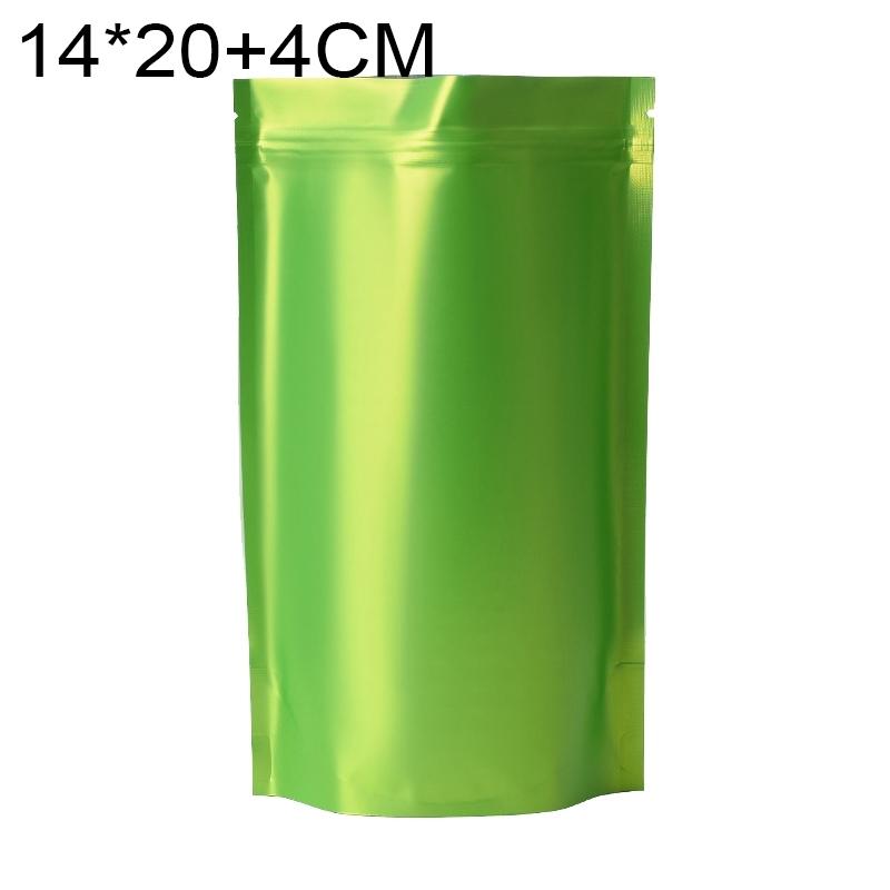 100 PCS/Set Matte Aluminum Foil Snack Stand-up Pouch, Size:14x20+4cm(Green) (OEM)