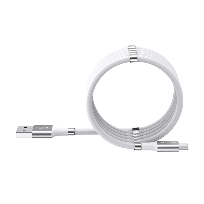 ROCK 2A Type-C / USB-C Silicone Magnetic Charging Data Cable, Length: 1.8m (White) (ROCK) (OEM)