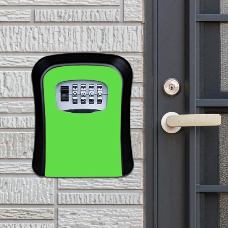 Password Lock Metal Storage Box Door Security Box Wall Cabinet Key Safety Box(Green) (OEM)